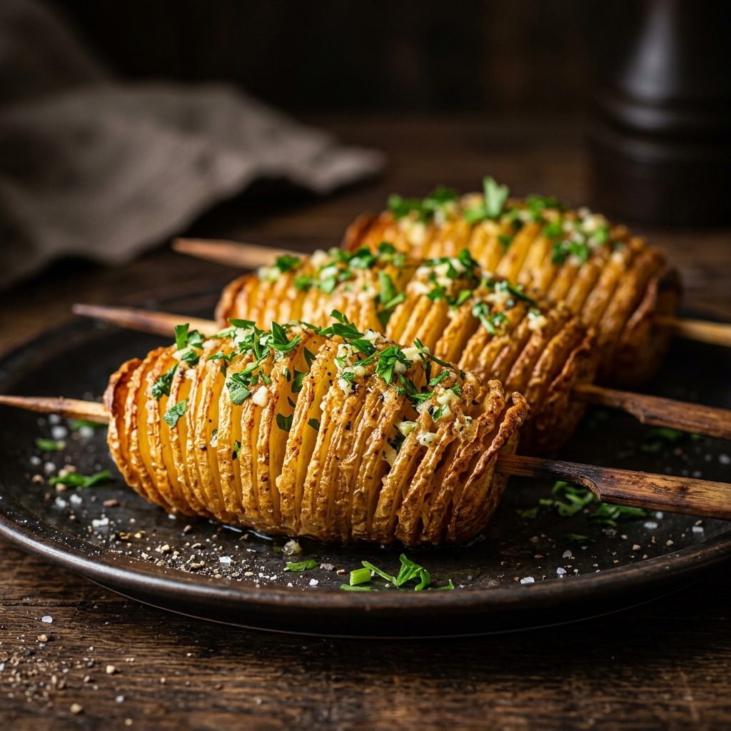 Crispy Garlic Butter Accordion Potatoes