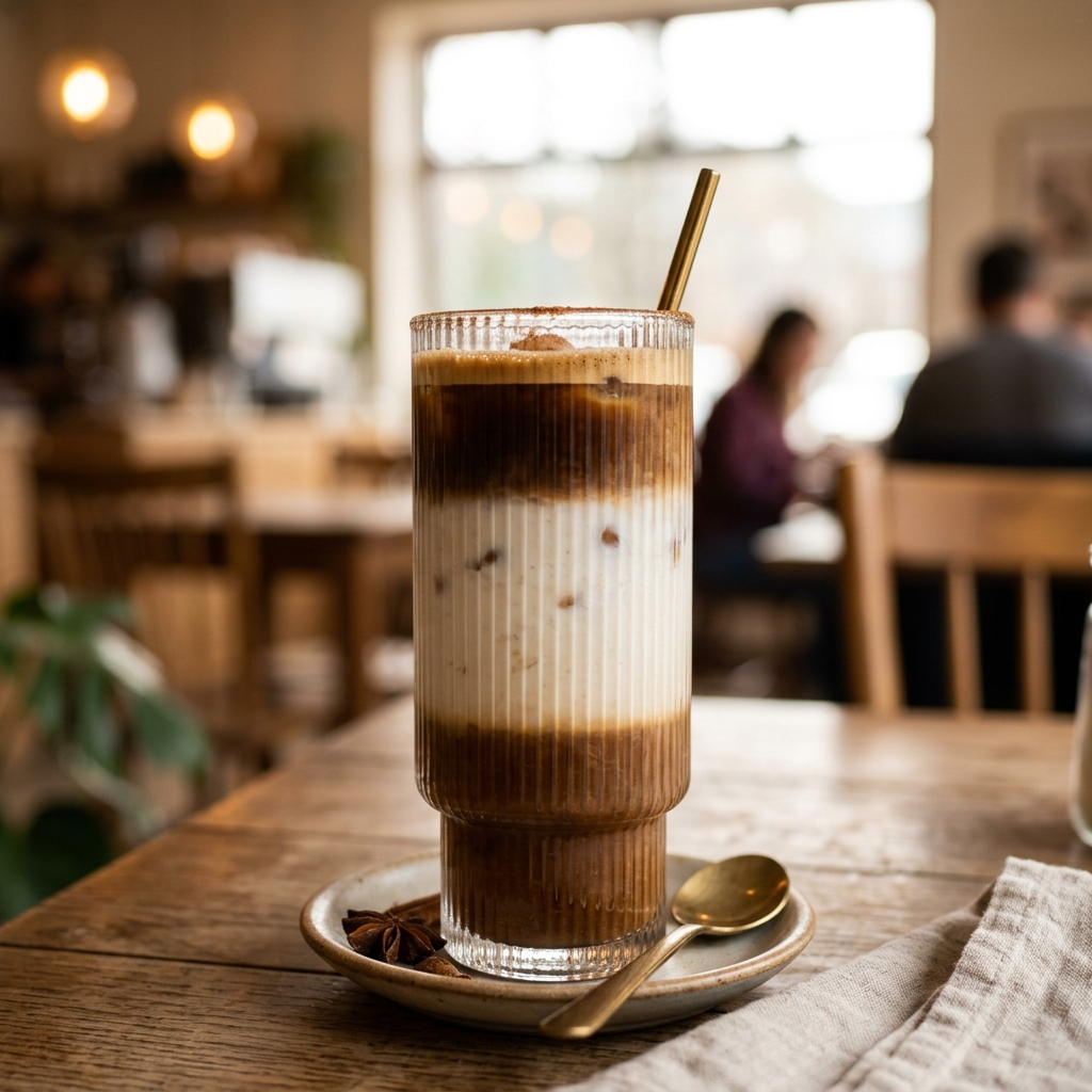 Aesthetic Iced Dirty Chai Latte