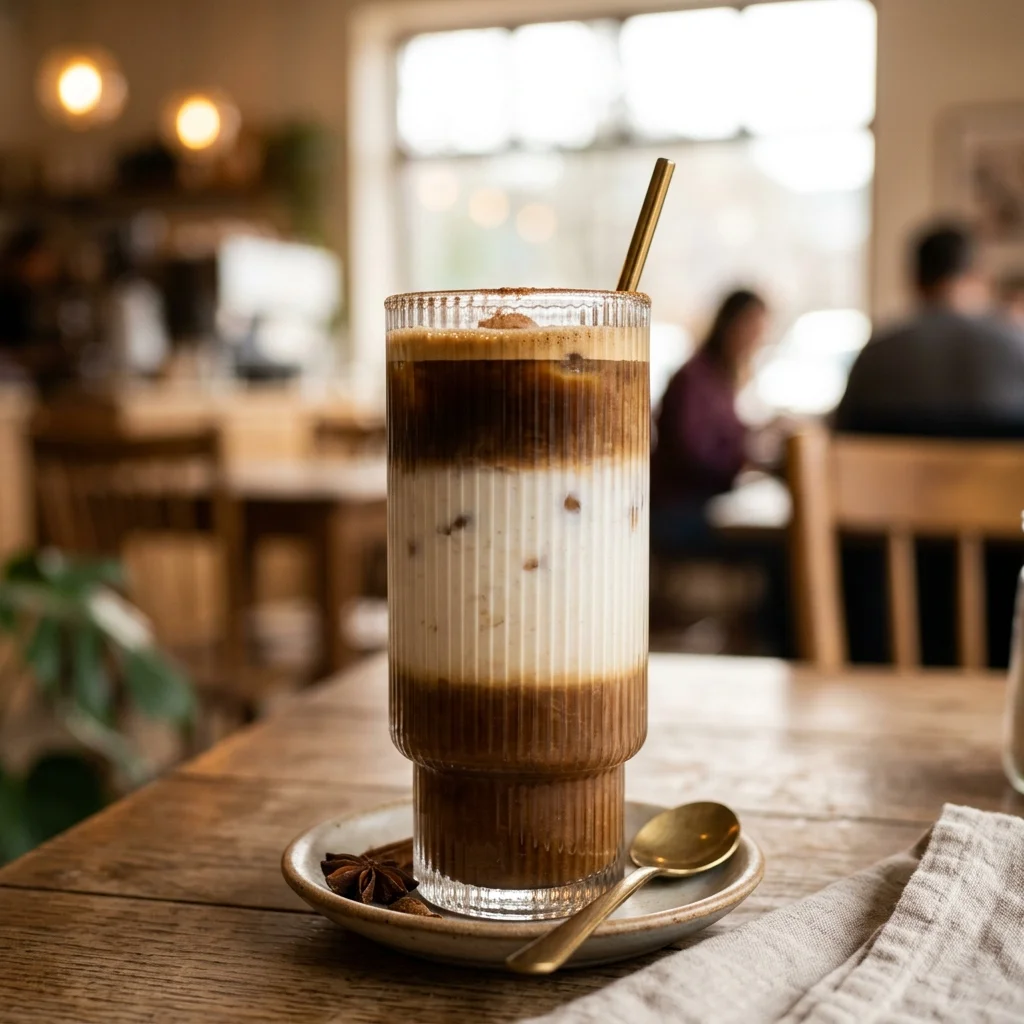 Aesthetic Iced Dirty Chai Latte