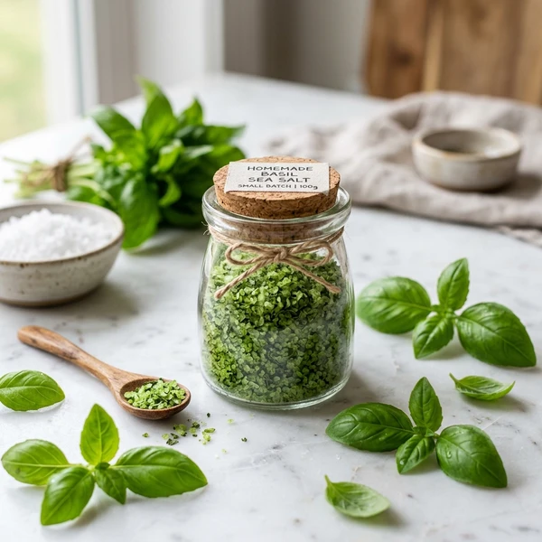 Homemade Gourmet Basil Salt
