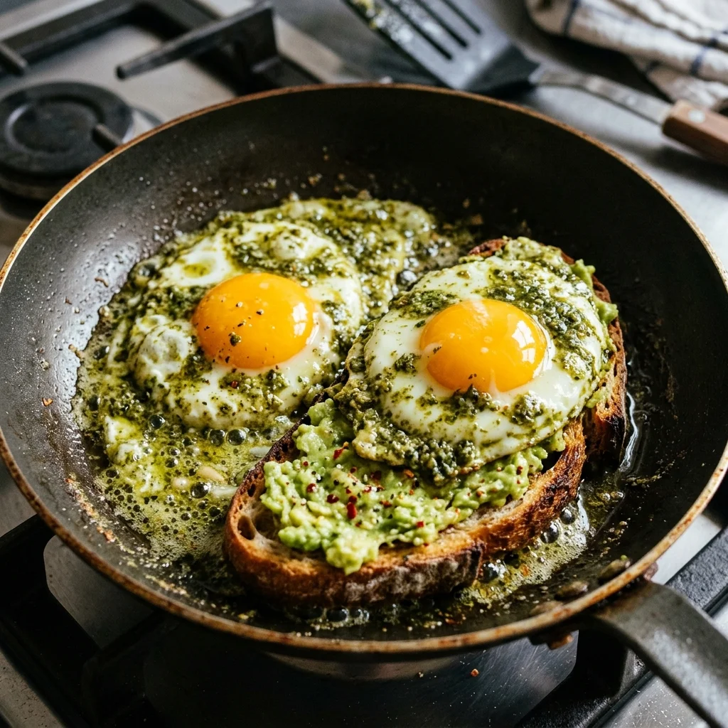Viral Herb Pesto Fried Eggs