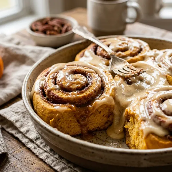 Gooey Pumpkin Cinnamon Rolls