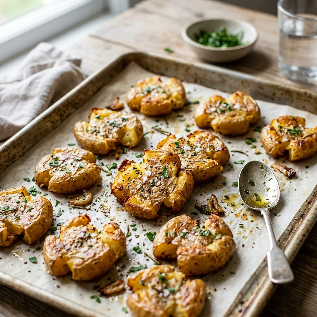 Crispy Garlic Herb Smashed Potatoes