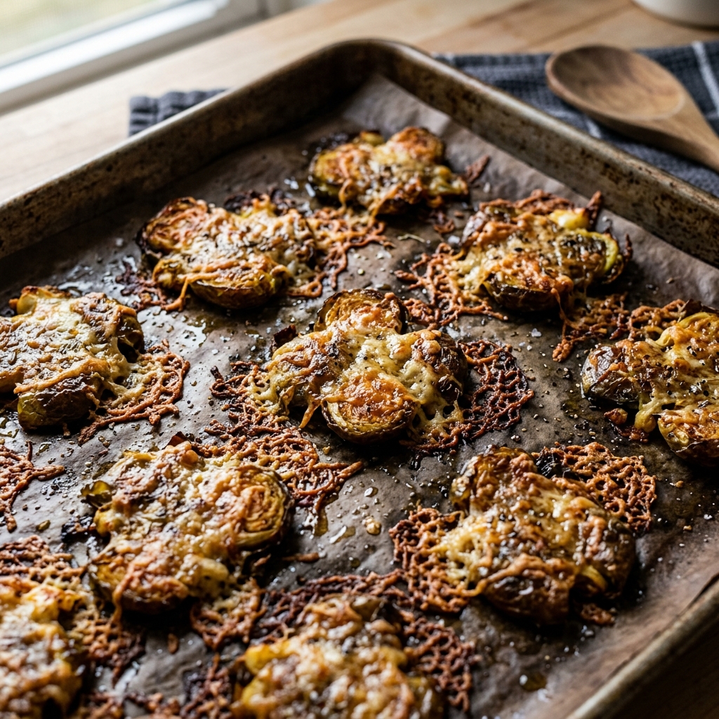 Crispy Parmesan Smashed Brussels Sprouts