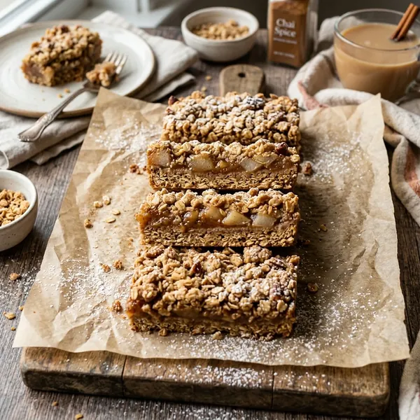 Spiced Pear & Chai Crumble Bars