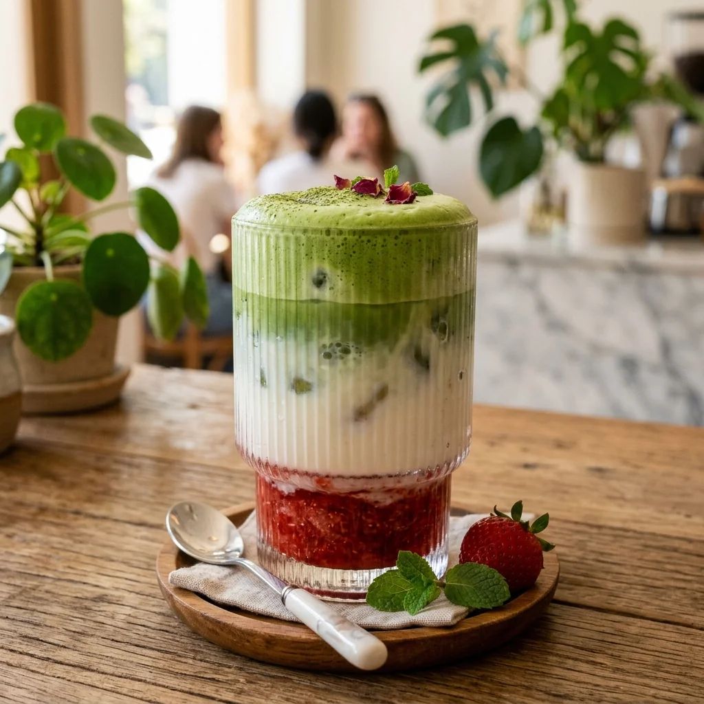 Iced Strawberry Matcha Latte